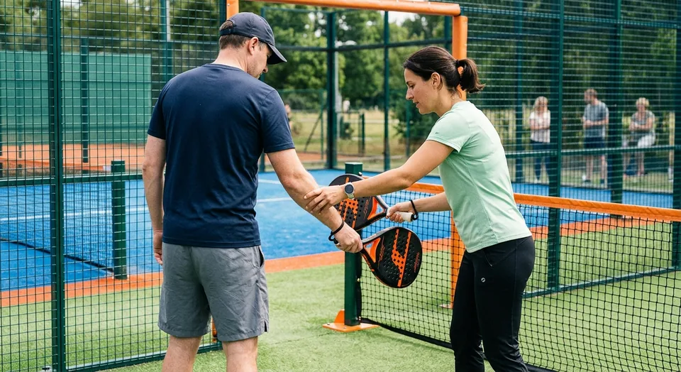 Padel oktatás kezdő felnőtteknek Csömörön, alapütés gyakorlása