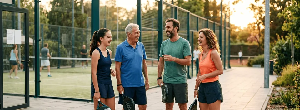 Vegyes korosztályú társaság a Chill Padel Club padel klubban Csömörön közös élmény után